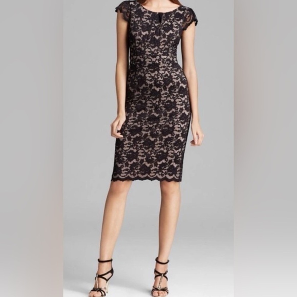 Iris Black Lace Overlay Dress Size L